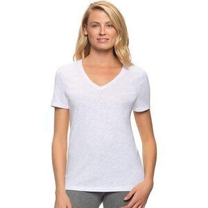 Felina Women's Slub Jersey V-Neck Tee Short Sleeve T-Shirt (White, X-Large)